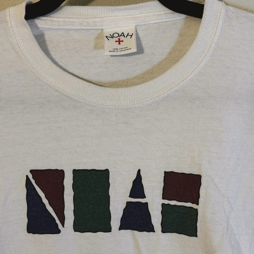 Noah NYC White Long Sleeve Tee with Geometric Design